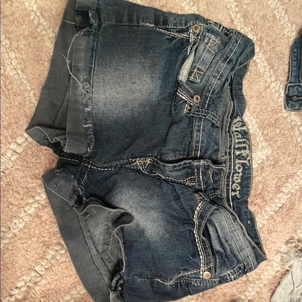 Wallflower Blue Jean Shorts Frayed Hem Cutoffs
